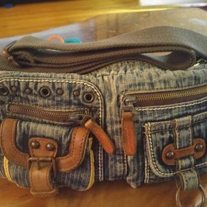 Shoulder bag,Denim with leather trimmings